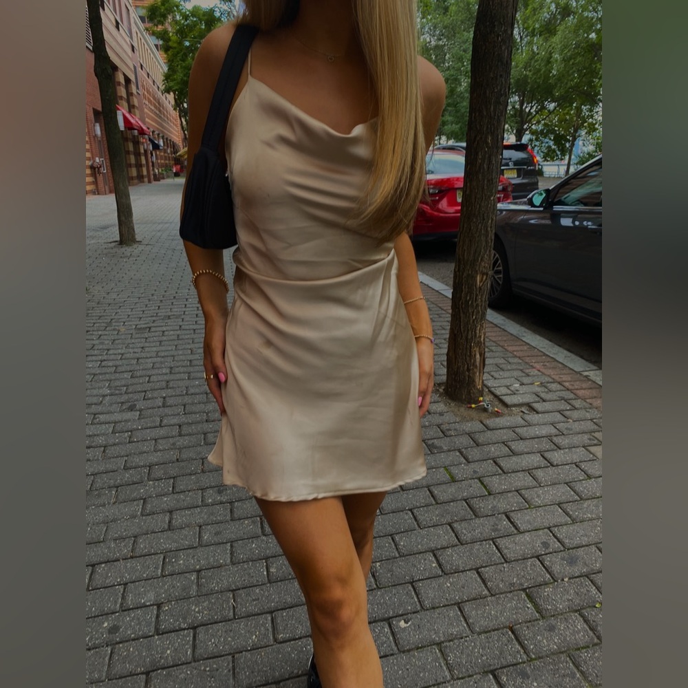 Gold Satin Mini Dress